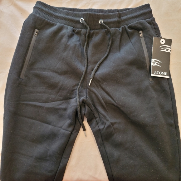 J.Come Men's Black Zippered Pockets Jogger Pants - Picture 2 of 5
